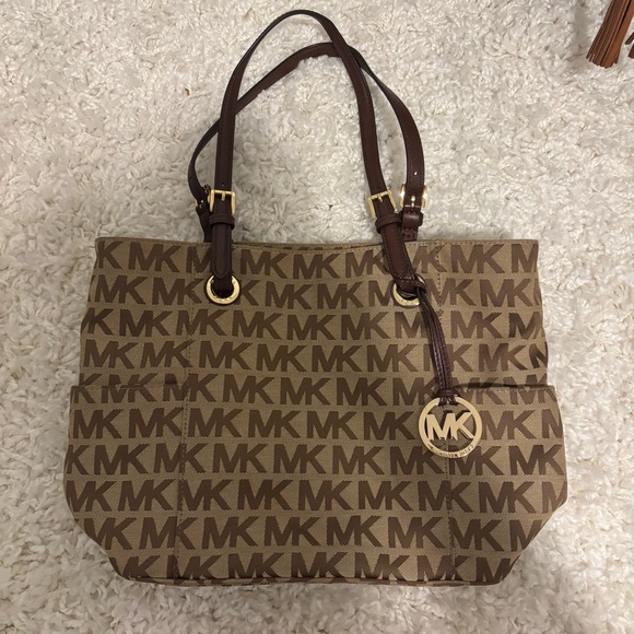 Michael Kors Tan and Brown Logo Tote - Picture 1 of 1